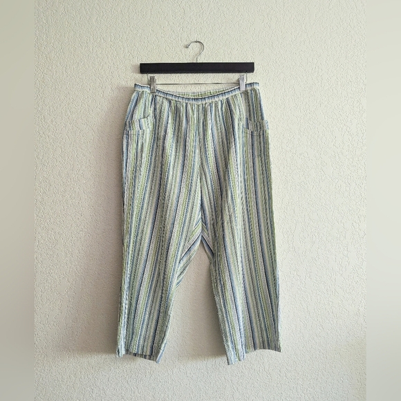 Chico's 100% Cotton Striped Flowy Pants - Picture 1 of 4